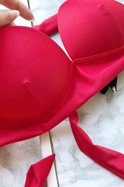 Angelsin Kırmızı Yuksek Bel Bikini Takım - Görsel 4