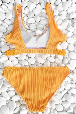 Angelsin Özel Kumaş Bikini Takım Sarı - Görsel 3