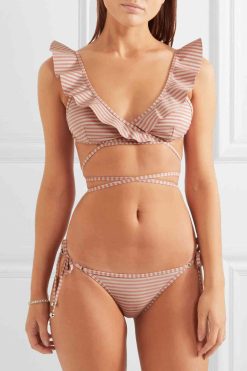 Angelsin Fırfırlı Çizgili Bikini Takım - Görsel 3