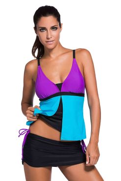 Angelsin Renkli Tankini Etekli Bikini Takım - Görsel 5