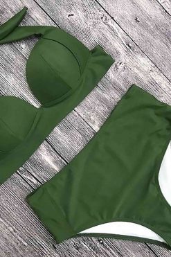 Angelsin Yeşil Yüksek Bel Bikini Takım - Görsel 4