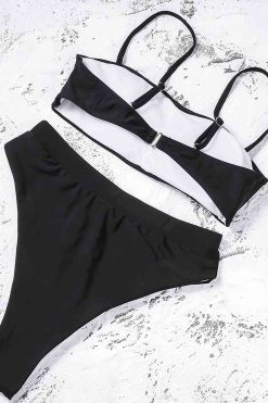 Angelsin V Kesim Yüksek Bel Bikini Takım Siyah - Görsel 3