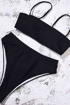 Angelsin V Kesim Yüksek Bel Bikini Takım Siyah - Görsel 4