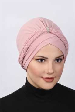 Çift Örgülü Bone  Pudra