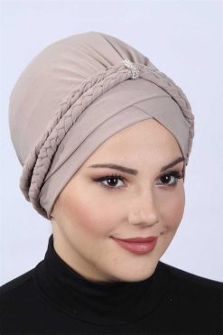 Çift Örgülü Bone  Taş