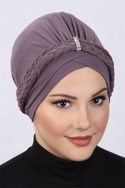 Çift Örgülü Bone  Vizon