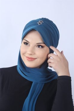 Taşlı Atkılı Şapka  İndigo