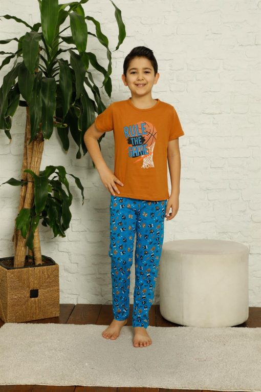 Moda Çizgi Çocuk Pamuk Kısa Kollu Pijama Takımı 4623
