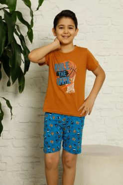 Moda Çizgi Çocuk Pamuk Şortlu Pijama Takımı 4621