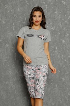 Moda Çizgi Şortlu Pijama Takım