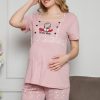 Moda Çizgi Kadın %100 Pamuklu Hamile Pijama Takımı 4508