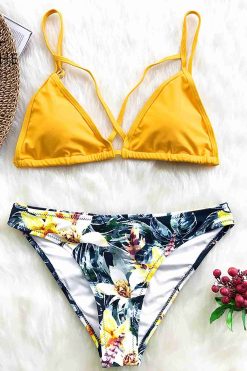 Angelsin Baskılı Sarı Bikini Üstü Sarı - Görsel 4