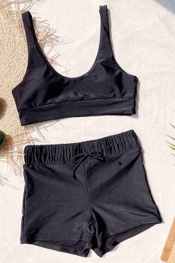 Angelsin Tankini Bikini Üstü Siyah - Görsel 3