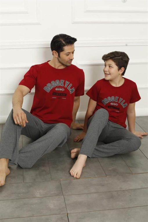 Moda Çizgi Baba Oğul Kırmızı Aile Pijama Takım Ayrı Ayrı Satılır 50102