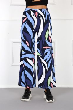 Moda Çizgi Bayan Penye Bol Paça Pantolon 210038