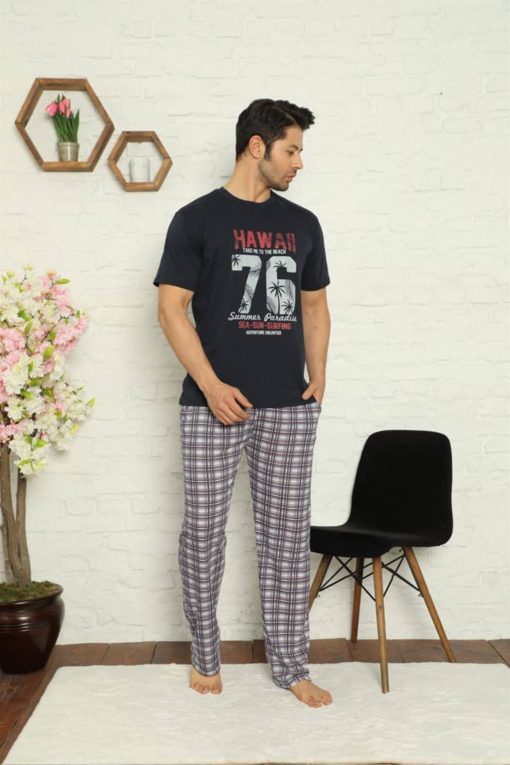 Moda Çizgi Erkek %100 Pamuk Cepli Pijama Takımı 2628