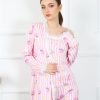 Moda Çizgi Kadın 3'lü Pembe Sabahlık Takım 16104