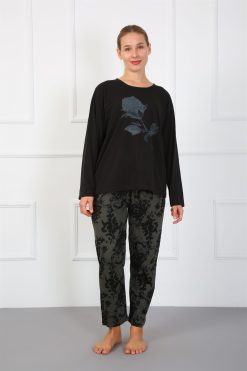 Moda Çizgi Kadın Büyük Beden Penye Pijama Takım 202183