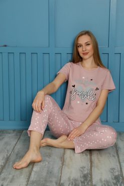 Moda Çizgi Kadın Pamuk Pijama Takım 20501P