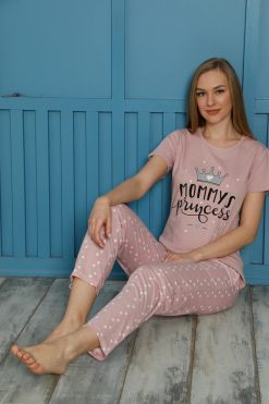 Moda Çizgi Kadın Pamuk Pijama Takım 20504