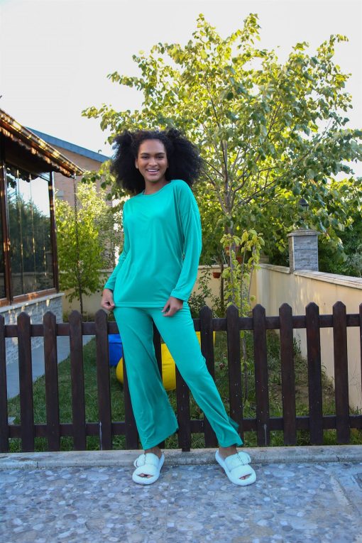 Moda Çizgi Kadın Penye Bol Paça Pijama Takım 4124