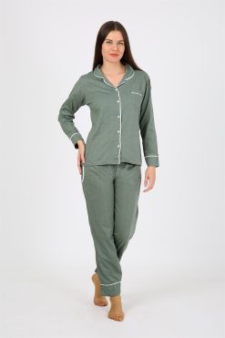 Moda Çizgi Kadın Penye Uzun Kol Pijama Takım 2775