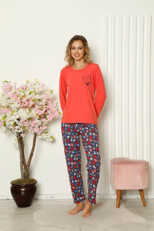 Moda Çizgi Kadın Penye Uzun Kol Pijama Takım 4100