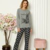 Moda Çizgi Kadın Penye Uzun Kol Pijama Takım 4107