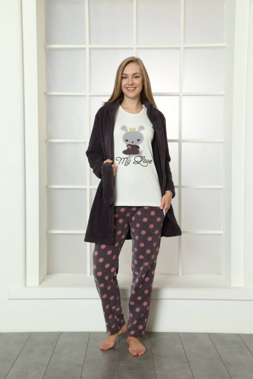 Moda Çizgi Welsoft Polar Kadın 3'lü Pijama Takımı 808024