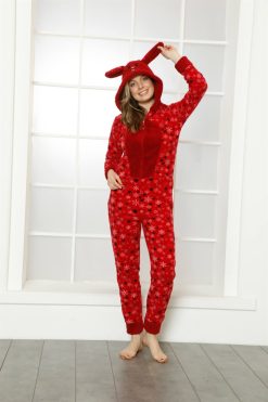 Moda Çizgi Welsoft Polar Kadın Kapşonlu Tulum 818106
